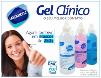 Frasco 250 g - Gel Clínico Incolor, Azul e Rosa.